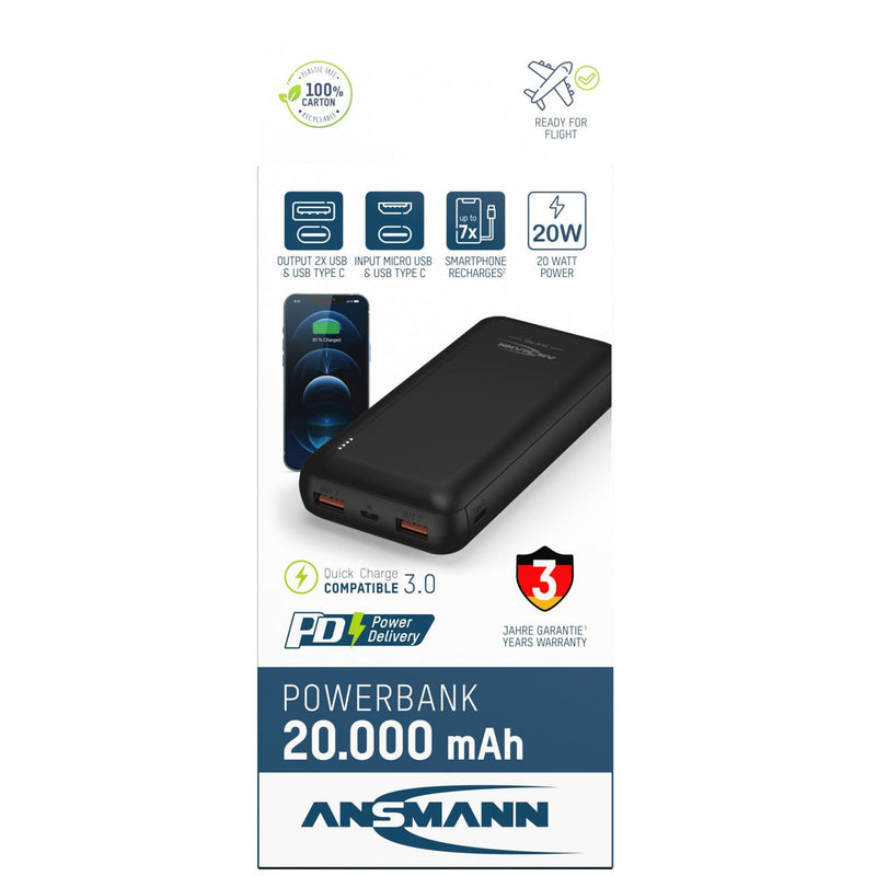 Hückmann - Akku Powerbank Pro 20.000mAh 147975 Ansmann