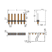 WAGO - Leiterplattensteckverbinder THT-Stiftleiste Lötstift 2091-1703 1,0 mm,gerade,sw − 500 Stück