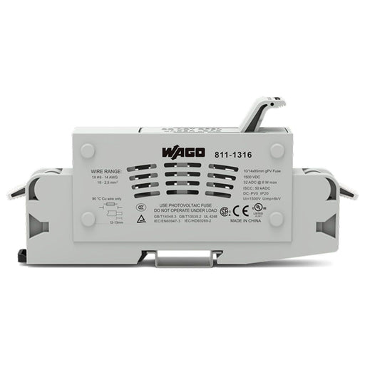 WAGO - Halter für zylindrische Sicherung 2-Leiter-Sicherungshalter 811-1316 lgr − 12 Stück
