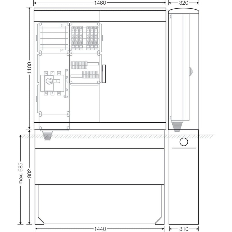 Hensel - Verteilerschrank für Energieversorgung Ladeverteiler Mi EV 11kW 6010 f.6 Ladep. a 11kW
