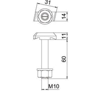 OBO Bettermann - Hammerkopfschraube Hakenkopfschraube MS40HB M10x60 ZL M10x60mm − 25 Stück