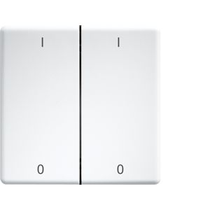Eltako - Abdeckung/Bedienelement für Installationsschalterprogramme Doppelwippe lasergraviert DW-FT55-wg+IO f.55x55mm rws/glänz