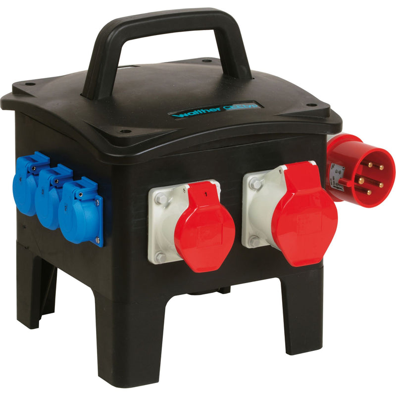 Walther Werke - CEE-Steckdosen-Kombination (IEC 60309) Vollgummiverteiler 6493025 tragbar, schwarz