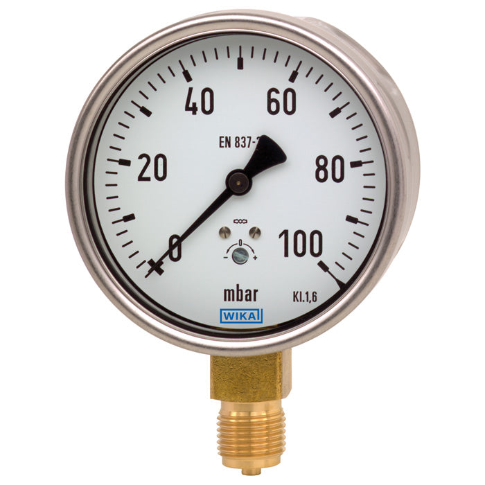 Wika Wiegand - Rohrfedermanometer KapsFedMano 612.20.160 Cu 40039277 -25..0mbar1/2NPTrue