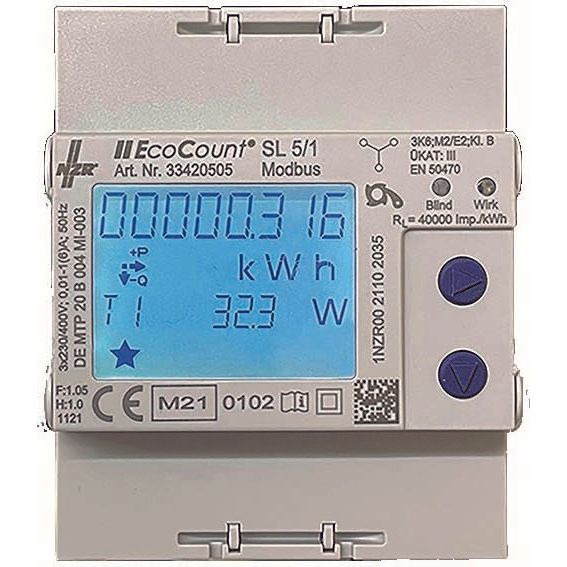 NZR - Elektrizitätszähler Elektr.Hutschienenzähler EcoCount SL#33420518 85A Modbus, MID