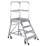 ILLER-LEITER - Stufenleiter Podestleiter fahrbar 46387 einseit.4 Alu-Stufen