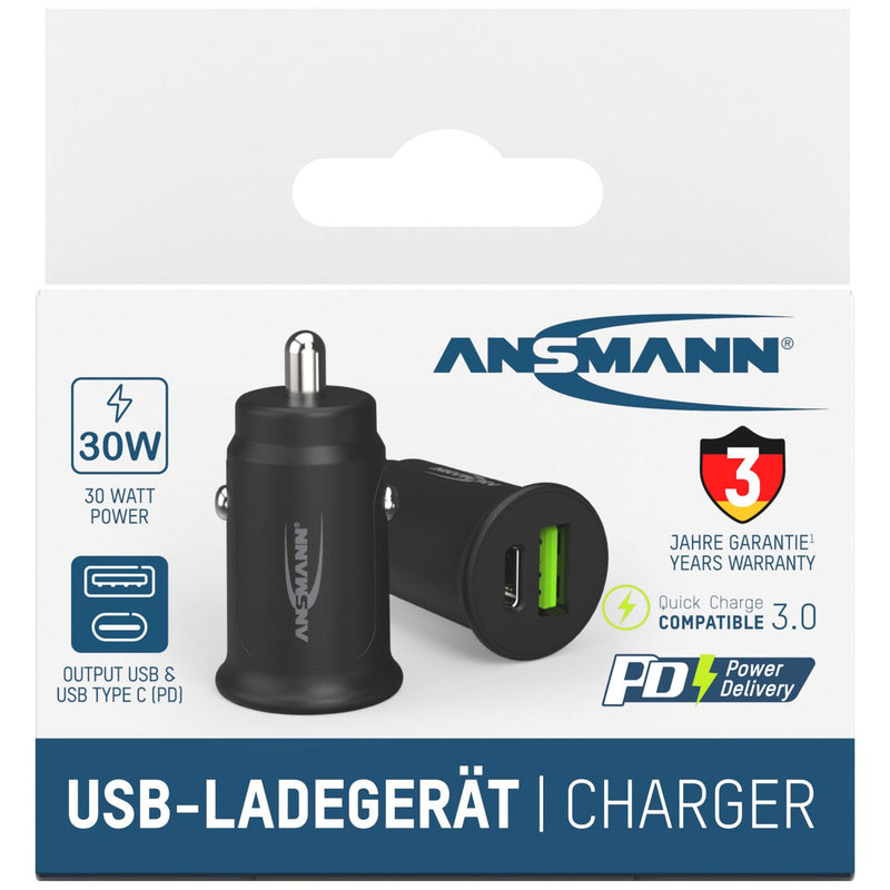 Hückmann - Universal-Ladegerät KFZ-Schnellladegerät 12V 147773 /24V USB, USB-C 30 W