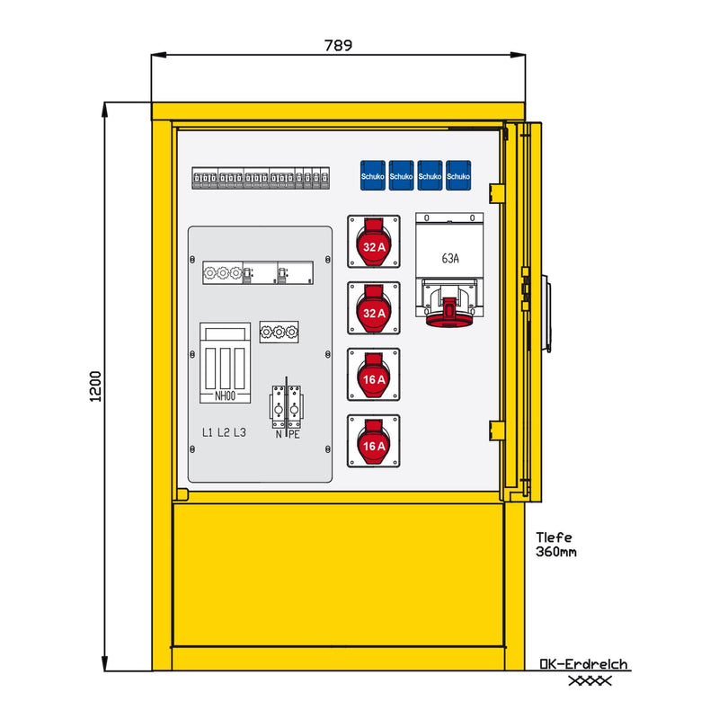 Walther Werke - Baustromverteiler Indus .u. Marktplatzvert. 83210300 mit 2 RCDs TypA, 8LS