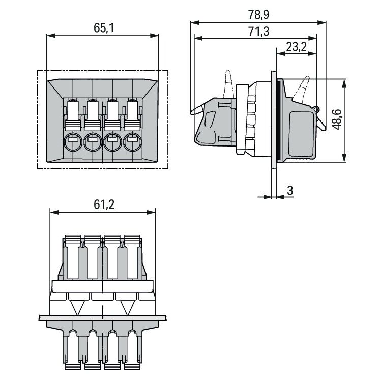 WAGO - Durchführungsklemme Hebel 828-334 Blechdicke 3 mm,grau − 15 Stück