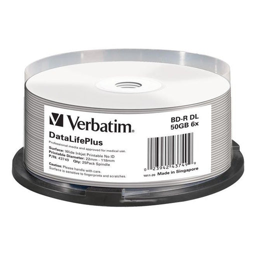 Verbatim - Speichermedium digital BD-R DL 50GB/1-6x 43749 (VE25) Cakebox (25 Disc)