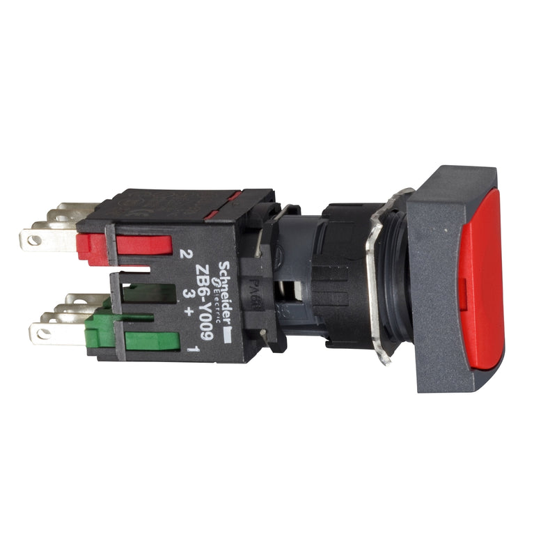 Schneider Electric - Drucktaster, Komplettgerät Drucktaster, rot XB6DA45B o. Rastung, 1S+1Ö