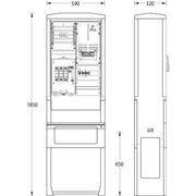 uesa - Zähler-Komplettschrank Zähleranschlusssäule ZASS1S HSE T.Darmst. 1850x590x320mm