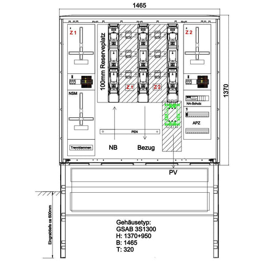 GSAB Elektrotechnik - Zähler-Komplettschrank Meß-Wandlerschrank 43.W250.AR-01Ei Syna 250A