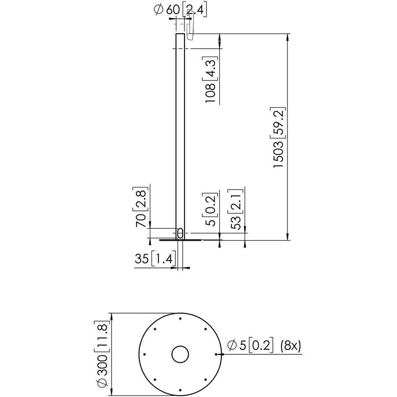 Vogels - Halterung für Audio-/Videosysteme Display fester Standfuß PFA9155 si 160 cm