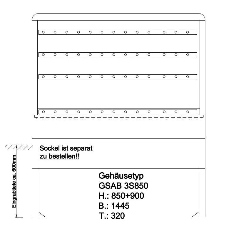 GSAB Elektrotechnik - Anschlussschrank Normkabelverteilerschrank 3S850K 850x1445x332mm