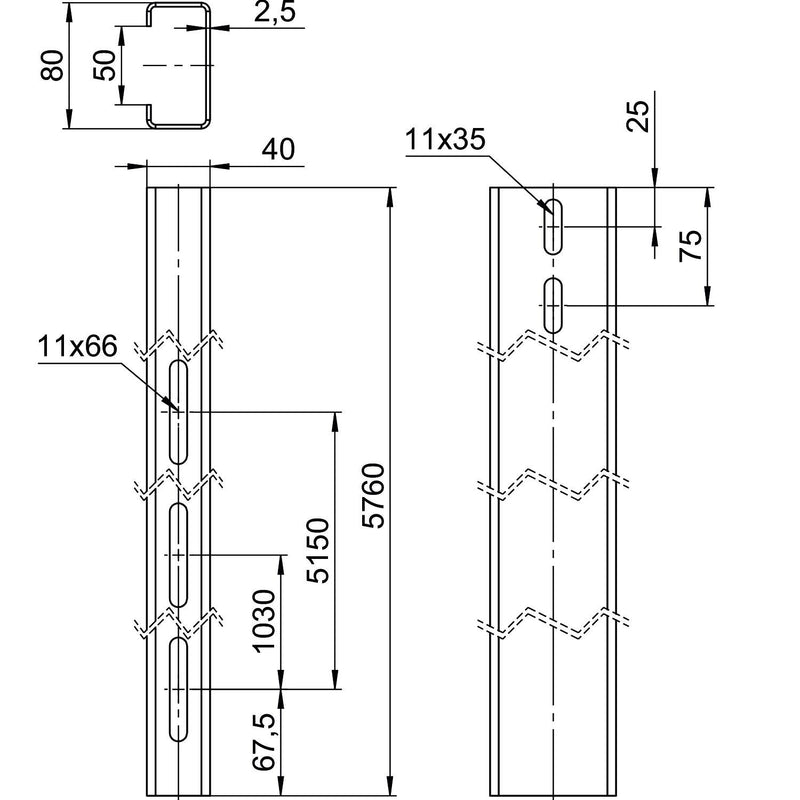 OBO Bettermann - Solar-Montageprofil Trägerprofil TP 1020 FT f. Freiflächensystem