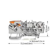 WAGO - Durchgangs-Reihenklemme 3-Leiter-Durchgangsklemme 2102-1301 2,5qmm, grau − 50 Stück