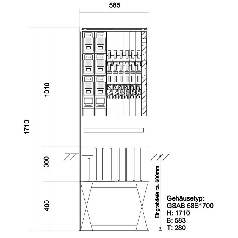 GSAB Elektrotechnik - Anschlussschrank Verteilersäule 58S17K2LSL2-6LSL00