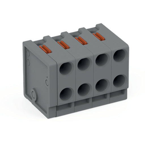 WAGO - Leiterplattenklemme 2-Leiter-Federleiste 252-304 PUSH WIRE,grau − 100 Stück