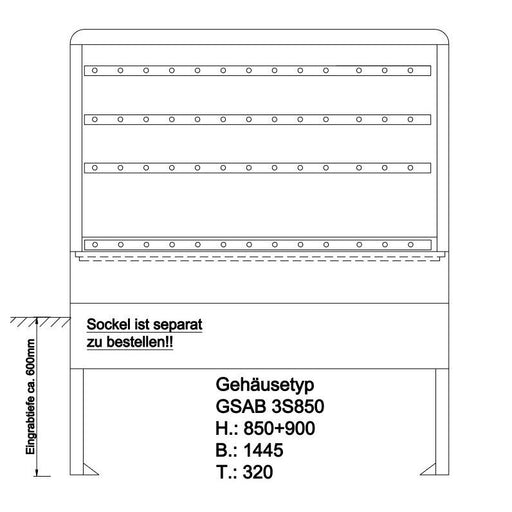 GSAB Elektrotechnik - Anschlussschrank Normkabelverteilerschrank 3S850K 850x1445x332mm