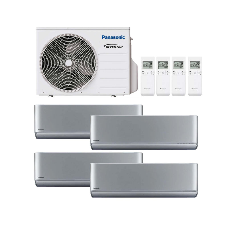 Panasonic - Etherea XZ silber – Multisplit-Klimaanlage (4 × Wandgerät + Außeneinheit)