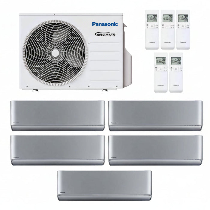 Panasonic - Etherea XZ silber – Multisplit-Klimaanlage (5 × Wandgerät + Außeneinheit)