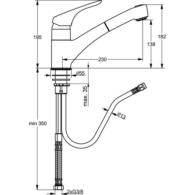 Ideal Standard - Spültisch EHM CERASPRINT NEU B5347A herausziehbare Handbrause chrom