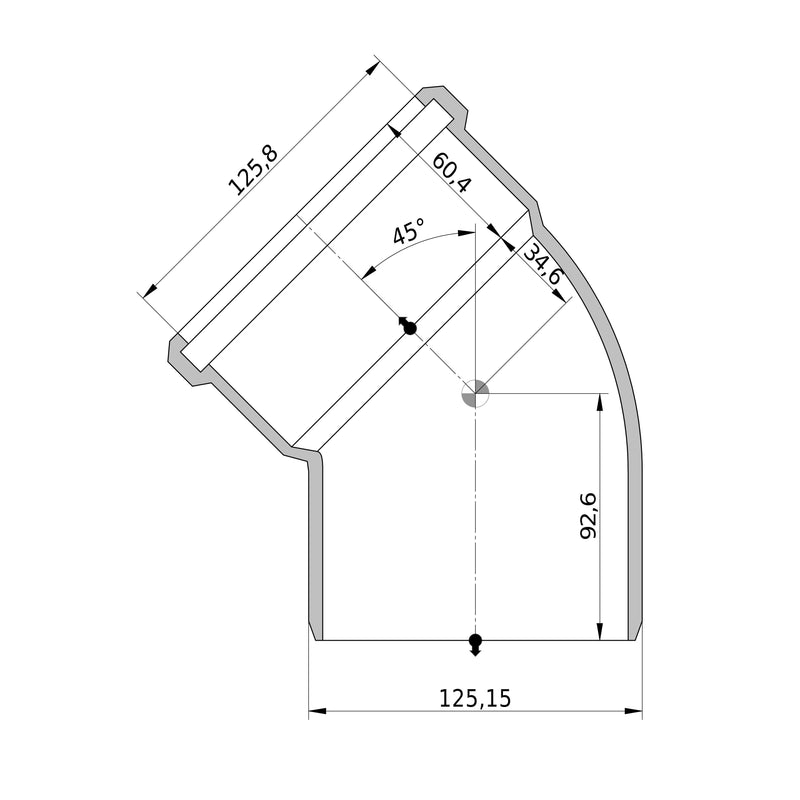 Wavin - Bogen AS+ DN 125 45 Grad