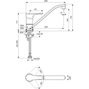 Ideal Standard - Küchenarmatur ALPHA, Ausld.224mm, Chrom