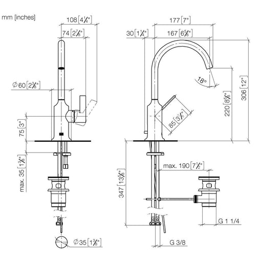 Dornbracht - WT-EHM mit Ablaufgarnitur VAIA 33500809 chrom