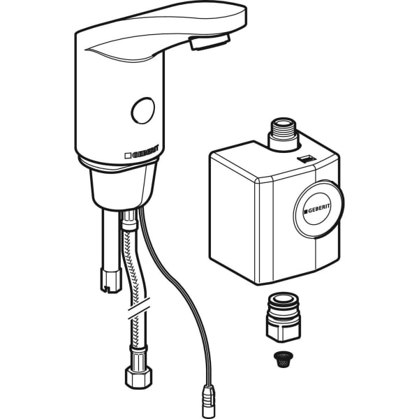 Geberit Vertriebs - Typ 185 Waschtischarmatur, Generator ohne Mischer, hochglanz verchromt