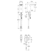 SCHELL - WT-Arm. CELIS E2 HD-M, Elektron. Mischwasser, Steckernetzteil, chrom