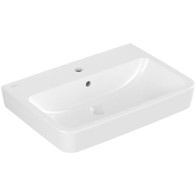 VILLEROY & BOCH - Waschbecken O.novo 650x460mm Eckig 1HL. m. ÜL. Weiß Alpin AntiBac cplus