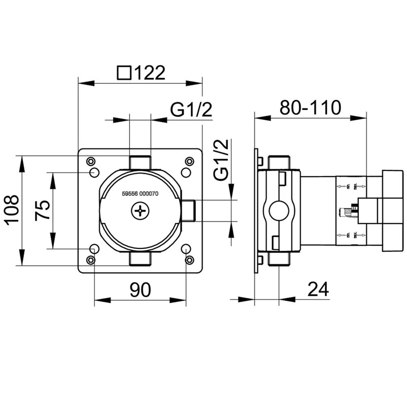 KEUCO - UP Funktionseinheit IXMO 59556, für 2-Wege Umstellventil DN15