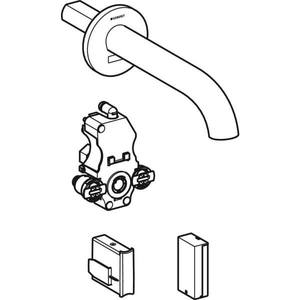 Geberit Vertriebs - Piave WT-Arm., Wandmontage, Batterie für UP-Funkt.Box, m.Misch.,L:17cm, edst