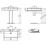Ideal Standard - Waschtisch CONCA, 3 Hl., m.Ül., 800x450x165mm, Weiß mit IdealPlus