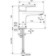 Ideal Standard - Waschtischarmatur CERAFINE O, H80, o.Ablgarn., Ausld.114mm, Chrom