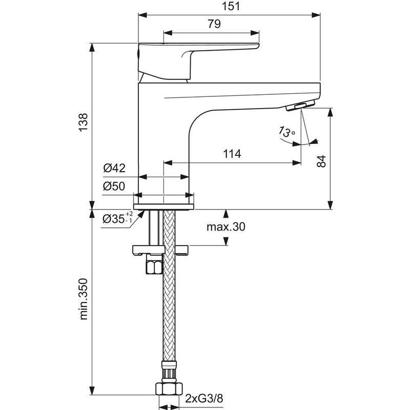 Ideal Standard - Waschtischarmatur CERAFINE O, H80, o.Ablgarn., Ausld.114mm, Chrom