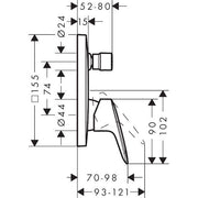 Hansgrohe - Wannenmischer Unterputz Logis Fertigset MSW m.Sicherungskombination