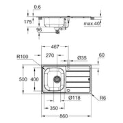 Grohe - Spülen-Bundle K200 31562_1 mit Edelstahlspüle/BauEdge SPT-Batt. chrom
