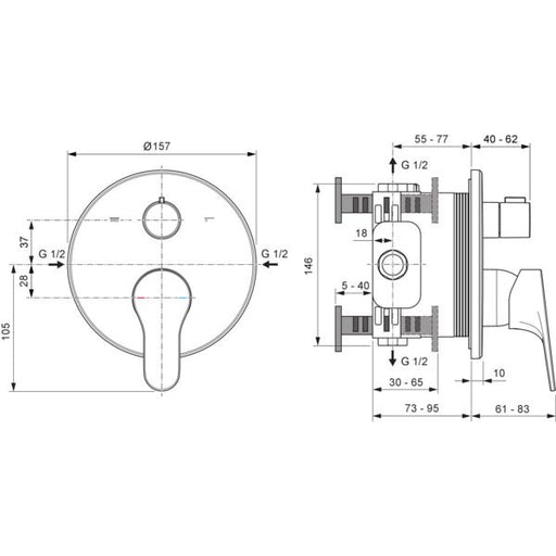 Ideal Standard - IS UP-Badearmatur Cerabase d:163mm Chrom