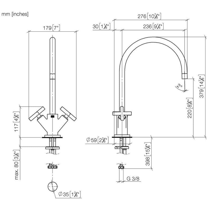 Dornbracht - Einlochbatterie TARA 22815892 platin