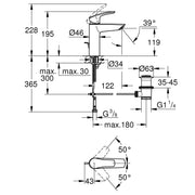 Grohe - EH-WT-Batterie EUROSMART 23322_3 M-Size Zugstangen-Ablaufgarnitur chrom