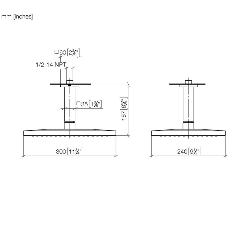 Dornbracht - RB mit Deckenanbindung SYMETRICS 28775980 messing gebürstet