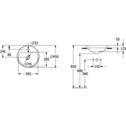VILLEROY & BOCH - Einbauwaschbecken Architectura 450x 450mm Rund 1HL. mit Überlauf Weiß Alpin