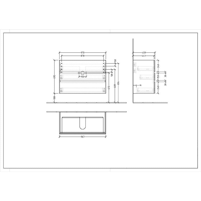 VILLEROY & BOCH - Möbelset 06 A18 Waschtisch 1000mm WT-Unterschrank 3 Auszüge PJ=Oak