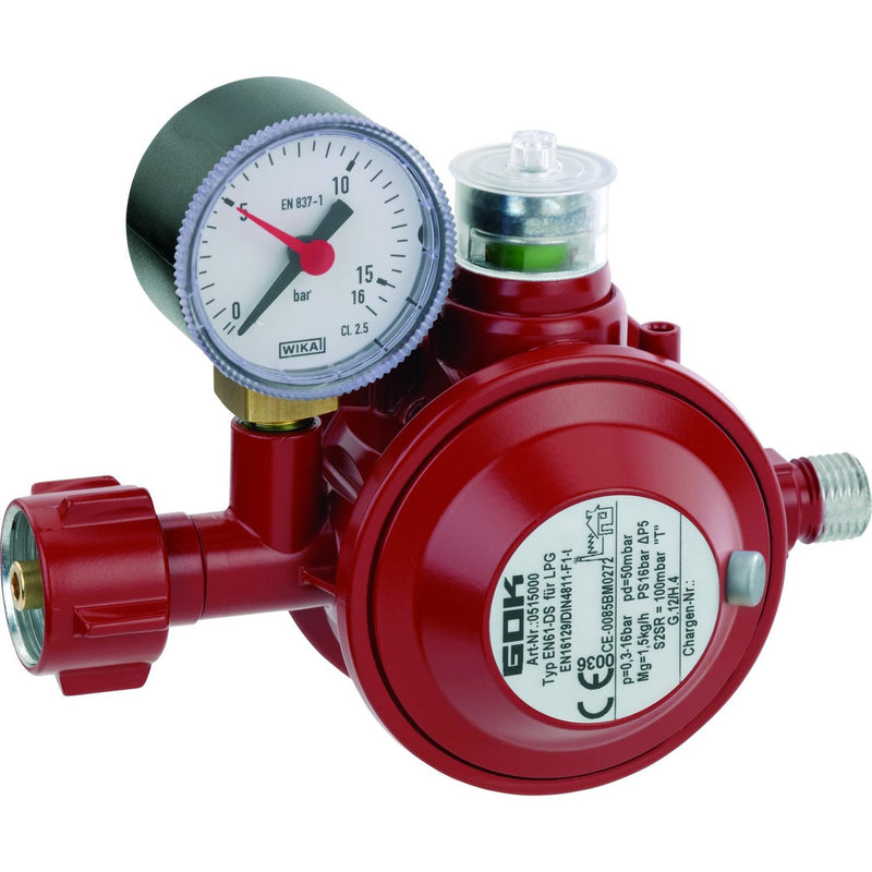 GOK Regler&Armaturen - Gasregler EN61-DS 1,5kg/h 50mbar KLF x G1/4LH-KN TAE UEDS Man