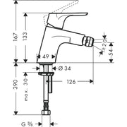 Hansgrohe - Bidetmischer FOCUS chrom Push-Open