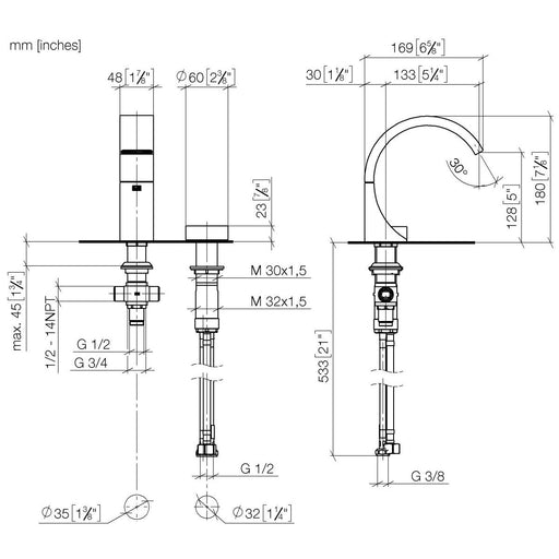 Dornbracht - WT-2-Lochbatt. o.Ablgarn. CYO 29217811 messing / messing gebürstet