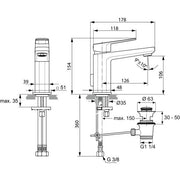 Ideal Standard - Waschtischarmatur TONIC II, 5 l/min., m.Ablgarn., Ausld. 126mm, Chrom
